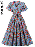 kamames Summer Women Pin Up Flower Print Casual Party Dress Short Sleeve Retro Robe 60s 50s Vintage Rockabilly Swing Dress Vestidos