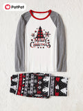 PatPat Christmas Family Matching Tree & Snowflake Graphic and Letters Print Grey Crew Neck Round Neck Long*Sleeve Sets (Flame Resistant) For Spring & Autumn/Fall & Winter Outdoors