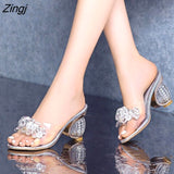 kamames Women Sandals Woman Crystal Open Toe Ladies PVC Jelly Shoes High Heels Transparent Casual Female Slippers New