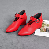 kamames kamames New Small Leather Korean Version Fashion Grandma Toe Layer Leather Fashion Single Shoes Autumn Women's Single Shoes Tip