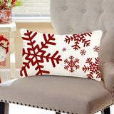 1pc Festive Contemporary Christmas Snowflake Throw Pillow Cover, 12x20 Inch, Red Polyester Decorative Cushion Case with Zipper Closure, Machine Washable, for Home and Party Sofa Decor - Single Side (No Insert)