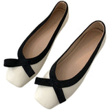 kamames And Luxurious French Women's Shoes Flat-Soled Fairy Design Single Shoes Female Minority Square Head Retro Soft Leather With A Foot On Grandma's Shoes