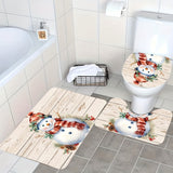 [Trusted] 3pcs Christmas Snowman Bathroom Set: Non-Slip, Absorbent Mats with Toilet Lid Cover & U-Shaped Rug - Soft, Stylish for Bathroom, Laundry & Bedroom