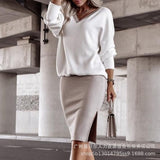 kamames kamames Series) 2023 Women's Fashion V-Neck Dress Top Skirt Suit