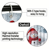 4pcs Snowman Shower Curtain - Waterproof Christmas Curtain Set With Non-Slip Rugs, Toilet U-Shape Mat, Toilet Seat Cover, Machine Washable Bathroom Decoration Curtain Set With 12 Hook, Christmas Theme Bathroom Accessories