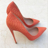 kamames Women Pumps Shoes Snake's Pattern Pointed Toe Sexy High Heels 12 cm Designer Shoes plus size 33-45 YG020 ROVICIYA