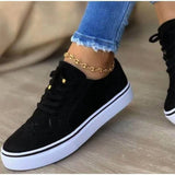 kamames Station New 2023 New Bullock Large-Size Women's Singles Shoes Comfortable Casual Women's Shoes Round Head Lace Single Shoes