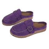 kamames Size Slippers Women's 2023 Summer New British Belt Buckle Baotou Semi-Slippers Direct Sales Single Shoes