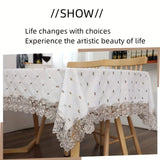 1pc Elegant Plaid & Lace Macrame Tablecloth - Stain & Waterproof, Ideal for Home Decor & Outdoor Events