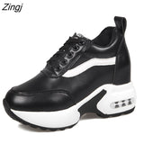 kamames Women's Vulcanized shoes Autumn Leather Chunky Shoes Woman Platform Height Increased Sneakers 8CM Thick Sole Wedges sports shoes