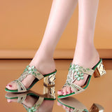 kamames kamames Female 2023 New Thick Heel Open Toe Women's Shoes Hollow Out Diamond Wear High Heel Cool Drag