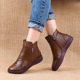 New 2022 Autumn Fashion Women Genuine Leather Boots Handmade Vintage Flat Ankle Botines Shoes Woman Winter botas