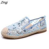 kamames New Lace Mesh Crystal Butterfly Loafers Women Luxury Pearl Moccasins Ladies Summer Walking Shoes Fashion Ballet Flats