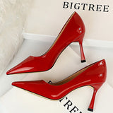 BIGTREE Shoes Patent Leather Shoes Woman Pumps Pointed Toe Women Heels Stiletto Office Shoes Women Party Shoes High Heels 8 Cm