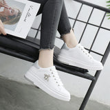 kamames Women Casual Shoes 2020 Autumn Women Sneakers Fashion Breathable PU Leather Platform White Women Shoes Soft Footwears