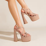 kamames kamames Summer New Rome Model T Table Pole Dance 15CM Hate Sky High Sandals High Heels Women's Shoes