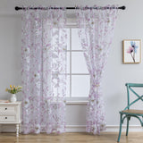 1pc Elegant Sheer Curtains - Classical Floral Printed, Light-Filtering Drapes for Living Room and Bedroom - Soft Purple, Breathable, and Energy-Efficient