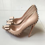 kamames brand 12cm high heels pointed toe sexy shallow women's shoes with rivet party evening shoes MD034 ROVICIYA