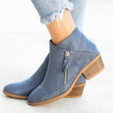 kamames Station 2023 Autumn And Winter Vintage Women's Shoes Thick Heel Large Side Zipper Women's Short Boots Martin Boots