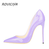 kamames Women Pumps Light Purple Patent Leather Pointed Toe Women Shoes High Heel 12 cm Stiletto Party Shoes Women QP017 ROVICIYA