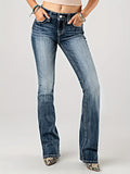 High-Waisted Wing Embroidered Distressed Jeans - Stretchy, Butt-Lifting, Faded, Ripped, Casual Denim Pants for Women - Comfortable, Fashionable, and Versatile Clothing