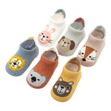 6 Pairs Of Baby Boy's Cartoon Animal Pattern, Bottom Rubber Non-slip Sports Low Cut Socks, Comfy Breathable Soft Socks For Babies Wearing