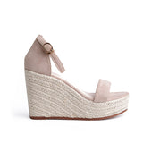 kamames kamames Summer New Wedge Heel Thick Platform Sandals Woven Hemp Rope Waterproof Platform 12 Cm Women's Shoes A Word Buckle High Heel