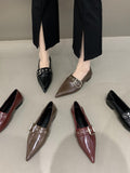 kamames New Light Extravagant Square Metal Buckle Deep-Mouth Commuter Shallow-Heeled French Vintage Shoes