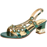 kamames The Summer Of 2024, The New Sandals Women Wear Crystal Diamond-Encrusted High-Heeled Shoes, Sexy Fish Mouth Shoes, Rough-Heeled Water Drill Sandals