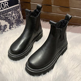 kamames Winter Chelsea Boots Women Black Beige White Ankle Boots for Women Fur Short Chunky Punk Gothic Shoes