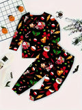 Children'S Christmas Santa Claus Pattern Long Sleeve Suit