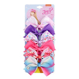 6 Pieces/Set JoJo Bows Jojo Siwa Rainbow Printed Knot Ribbon Bow For Girls Handmade Boutique Hair Clip Children Hair Accessories