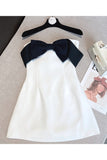 2023 Summer New Collection Sleeveless Black Bow Strapless High Waist White Slim Short Dress Women GE647 921-0