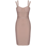 kamames Lady Nude Bandage Dress 2021 Summer New Arrivals Spaghetti Strap Bodycon Dress Women Sexy Celebrity Party Dresses Evening