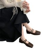 kamames Style Dress, Shallow Mouth, Vintage Leather Shoes, Women's 2024 New Spring And Autumn Flat-Soled Mary Jane Shoes