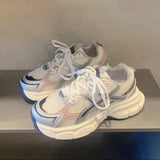 kamames kamames Bottom Dad Shoes Female 2024 Summer New Vintage Port Wind Heighten Running Shoes Silver Mesh Breathable Casual Shoes