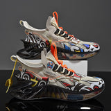 Men's Sneakers New Arrival Men's Blade Running Shoes Graffiti Sports Shoes Outdoor Training White Jogging Shoes Trendy Men Shoes