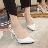 kamames Korean women's sexy pointed high heels shallow mouth comfortable PU One-button buckle solid color non-slip high-heeled shoes