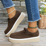 kamames kamames Women's Shoes 2023 Autumn New Short Boots Muffin Thick Soles High-Soled Bare Boots Leisure Retro Deep-Mouth Lace-Up Single Shoes