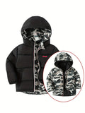 Boys' Winter Camo Coat: Reversible, Windproof Hooded Jacket - Warm, Durable & Stylish with Pockets