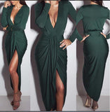 kamames Autumn And Winter New V-Collar Long Sleeves With Cotton Sexy Fashion Pleated Nightclub Dress High-Quality Version