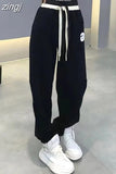 kamames Korean Oversize 4Xl Letter Embroidery Sweatpants Women Causal High Waist Loose Trousers Chic Preppy Style Harajuku Pants