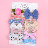 1 Set Floral Bows Solid Baby Headbands Dot Bowknot Elastic Cotton Hair Bands For Girls Nylon Princess Turban Hair Accessories