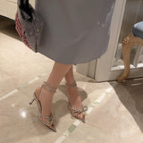 Women's Shoes New Fashion Pointed Toe Rhinestone Bow Stiletto Heel Strap Sandals