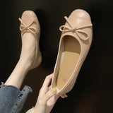 kamames Version 2024 New Summer Round Head Shallow Bow Flat Shoes Grandma Shoes Retro Fairy Style Shoes