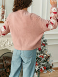 Elegant Christmas-Themed Knit Sweater for Women - Cozy Polyester & Nylon Blend, Machine Washable, Round Neck, Perfect for Fall/Winter