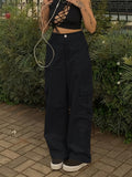 Y2K Chic Retro Cargo Pants - High Waist, Loose Fit, Large Pockets, Straight Leg, Athleisure Jeans for Hiking, Outdoor Activities, and Everyday Wear - Women's Fashionable Street Hip-hop Inspired Comfortable Pants