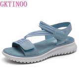 GKTINOO 2021 New Women Sandals Platform leather Ladies Sandals Comfortable Flat Sandals Open Toe Beach Shoes Woman Footwear