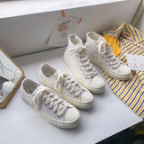 kamames New Female Summer New Student Korean Version of Harajuku Style Breathable All-match Sneakers Tide All White Canvas Shoes