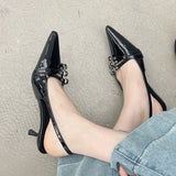kamames kamames High Heels Red Baotou Sandals Fairy Shoes 2024 New Summer Black French Pointed Sandals Women